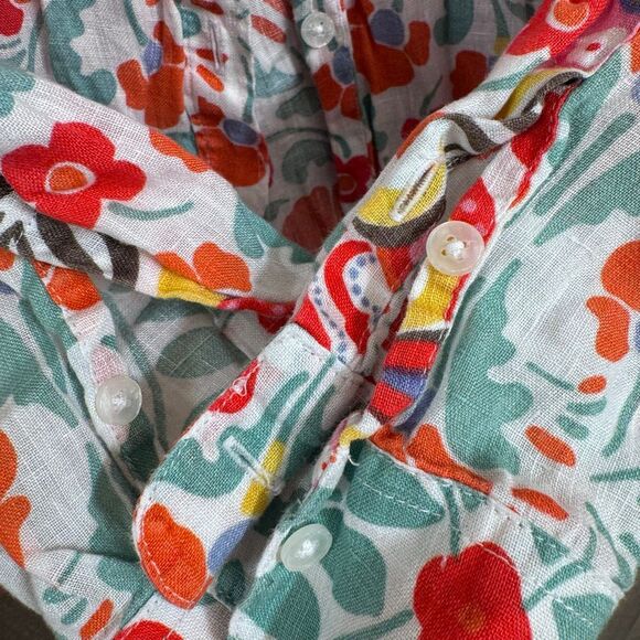 Boden Women's Colorful Linen Floral Button Down Size 14R (large) - Picture 5 of 11